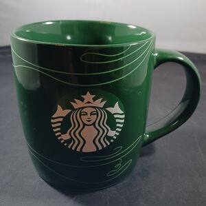 Starbucks Coffee Mug Green Swirl 12oz